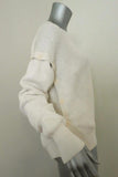 Helmut Lang Detachable Sleeve Pullover Sweater Cream Ribbed Cotton Size Medium available at CelebrityOwned.com img_4