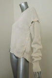 Helmut Lang Detachable Sleeve Pullover Sweater Cream Ribbed Cotton Size Medium available at CelebrityOwned.com img_5