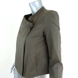 Helmut Lang Draped Moto Jacket Olive Stretch Cotton Size Petite available at CelebrityOwned.com img_3