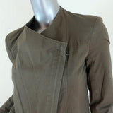 Helmut Lang Draped Moto Jacket Olive Stretch Cotton Size Petite available at CelebrityOwned.com img_4