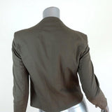 Helmut Lang Draped Moto Jacket Olive Stretch Cotton Size Petite available at CelebrityOwned.com img_7
