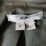 Helmut Lang Draped Moto Jacket Olive Stretch Cotton Size Petite available at CelebrityOwned.com img_8