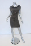 Helmut Lang Dress Gray Draped Shale Jersey Size Petite Cap Sleeve Mini available at CelebrityOwned.com img_1