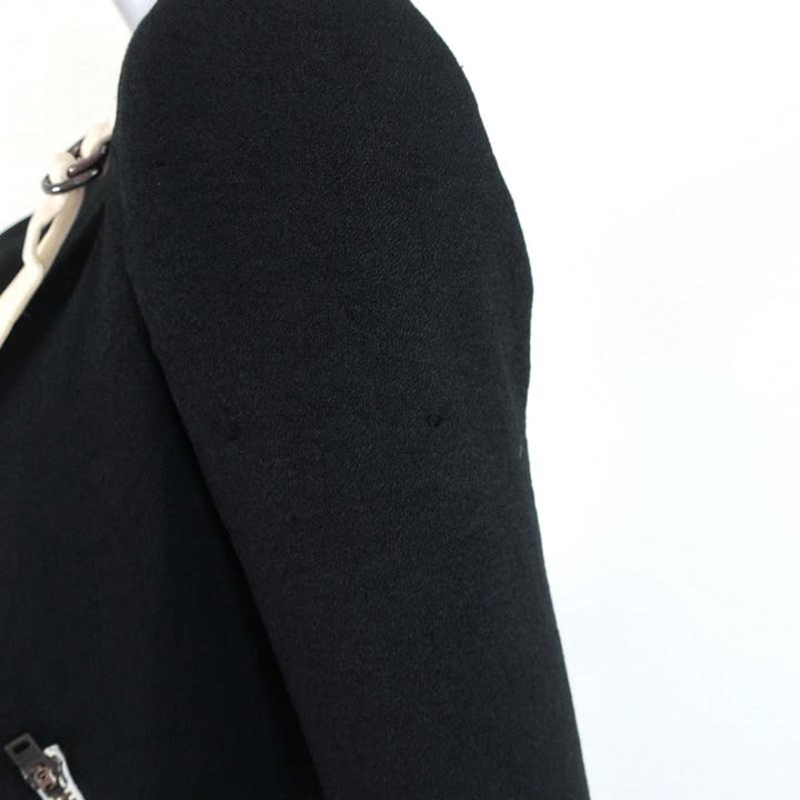 Helmut Lang Sugar Cropped Jacket Black/Cream Leather-Trim Crepe Size 0 available at CelebrityOwned.com img_5