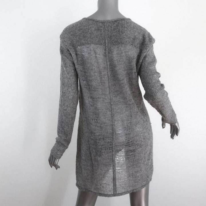 Helmut Lang Sweater Gray Uneven Stitch Knit Size Small V-Neck Pullover available at CelebrityOwned.com img_7