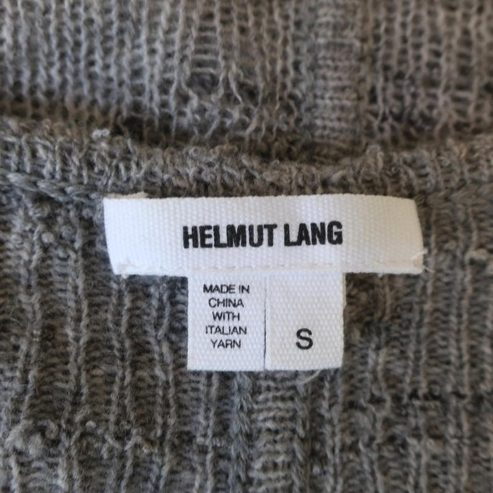 Helmut Lang Sweater Gray Uneven Stitch Knit Size Small V-Neck Pullover available at CelebrityOwned.com img_8