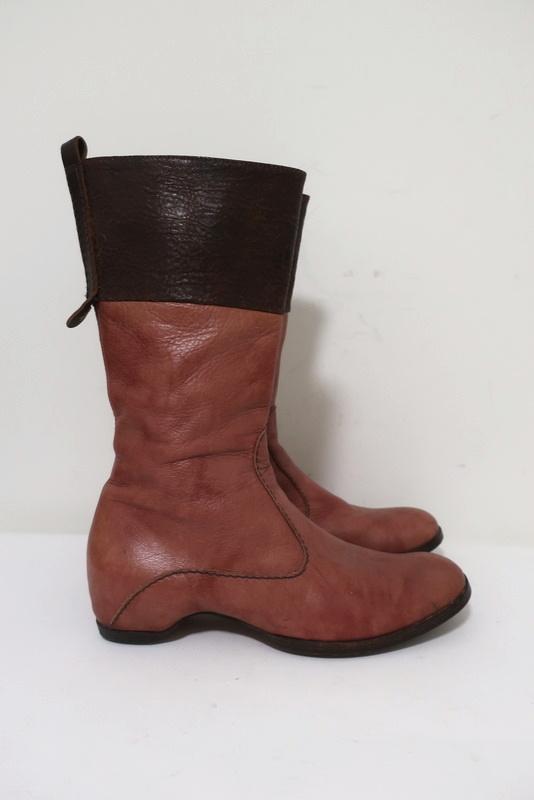 Henry Beguelin Mid-Calf Boots Rose &amp; Dark Brown Leather Size 36.5 available at CelebrityOwned.com img_2