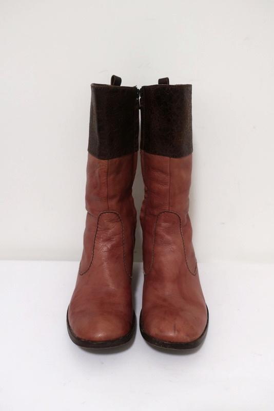 Henry Beguelin Mid-Calf Boots Rose &amp; Dark Brown Leather Size 36.5 available at CelebrityOwned.com img_3