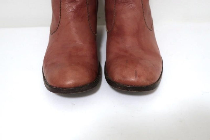 Henry Beguelin Mid-Calf Boots Rose &amp; Dark Brown Leather Size 36.5 available at CelebrityOwned.com img_4