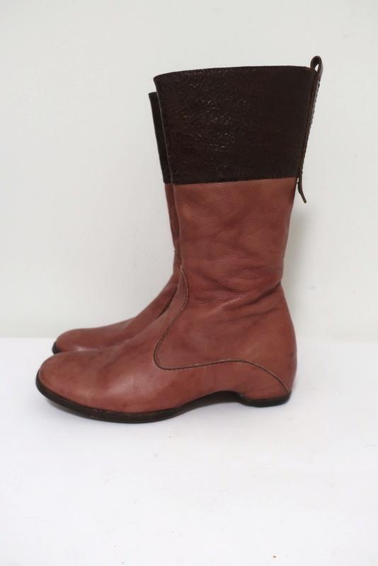 Henry Beguelin Mid-Calf Boots Rose &amp; Dark Brown Leather Size 36.5 available at CelebrityOwned.com img_5