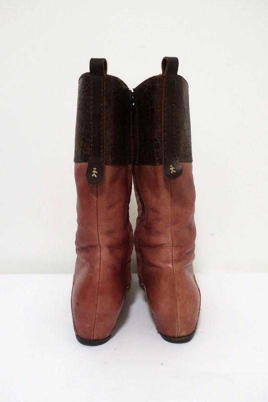 Henry Beguelin Mid-Calf Boots Rose &amp; Dark Brown Leather Size 36.5 available at CelebrityOwned.com img_8