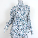 Hermes Button Down Shirt White/Blue Printed Linen-Cotton Size 40 Long Sleeve Top available at CelebrityOwned.com img_1