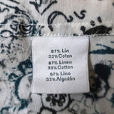 Hermes Button Down Shirt White/Blue Printed Linen-Cotton Size 40 Long Sleeve Top available at CelebrityOwned.com img_8