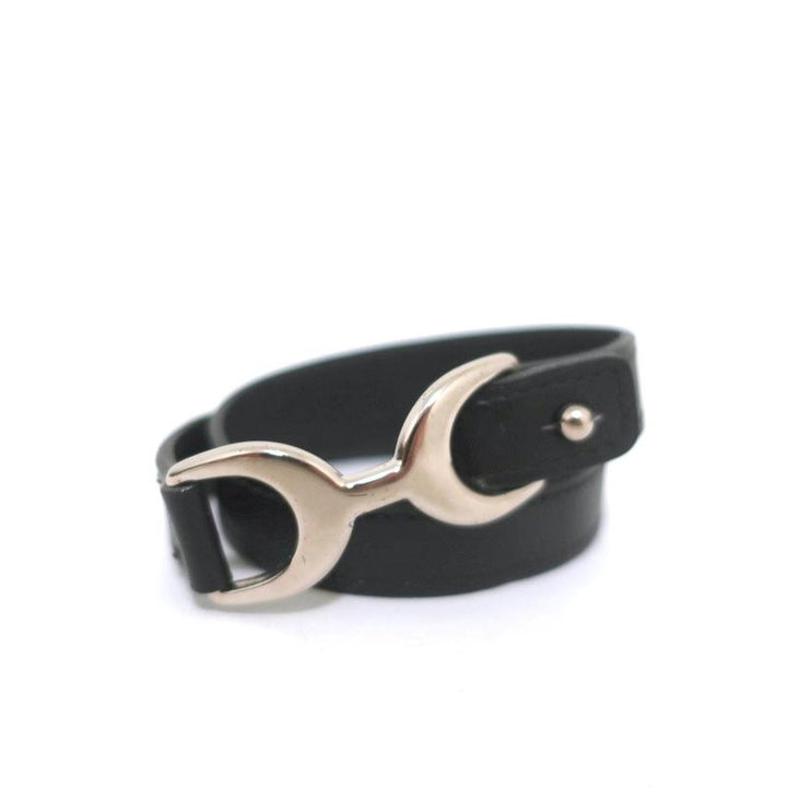 Hermes Pavane Double Tour Wrap Bracelet Black Leather Size Medium available at CelebrityOwned.com img_3