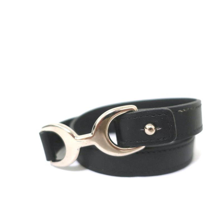 Hermes Pavane Double Tour Wrap Bracelet Black Leather Size Medium available at CelebrityOwned.com img_4