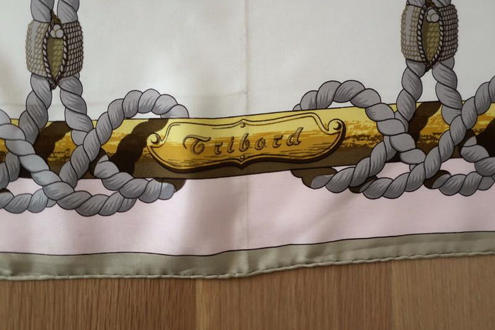 Hermes Tribord by Julia Abadie 90cm Scarf Cream/Pink Silk Twill available at CelebrityOwned.com img_2