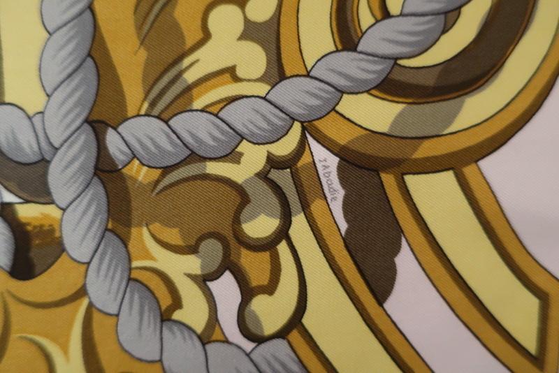 Hermes Tribord by Julia Abadie 90cm Scarf Cream/Pink Silk Twill available at CelebrityOwned.com img_3