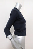 Herve Chapelier Cardigan Navy Cotton Knit Size Small Crewneck Sweater available at CelebrityOwned.com img_4