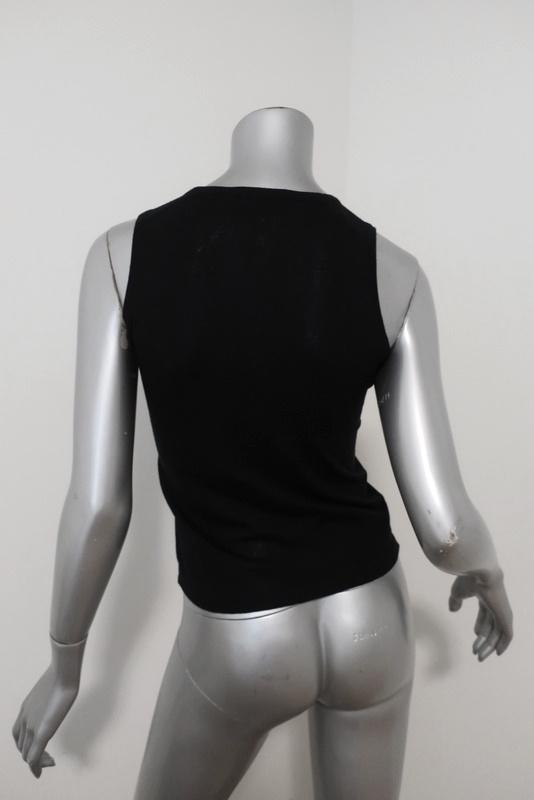 Herve Chapelier Top Black Cotton Knit Size Small Sleeveless Shell available at CelebrityOwned.com img_4