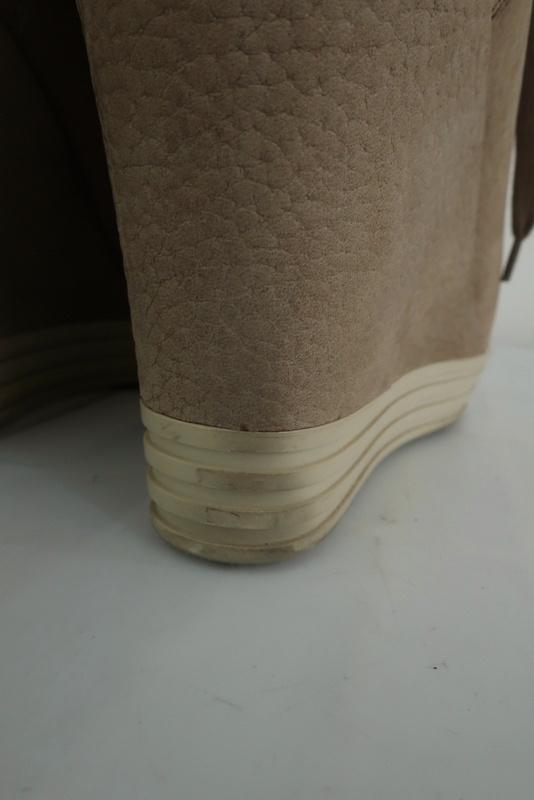 Hogan Rebel Wedge Sneakers Beige Leather Size 39.5 Lace-Up High Top available at CelebrityOwned.com img_7