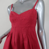 Honorine Mini Dress Red Pleated Linen Size Extra Small available at CelebrityOwned.com img_3