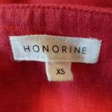 Honorine Mini Dress Red Pleated Linen Size Extra Small available at CelebrityOwned.com img_6