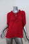 ICONS Lace-Up Blouse Red Polka Dot Print Silk Size Small Ruffle-Trim Top NEW