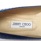 Jimmy Choo Attila Pointed Toe Flats Blue Elaphe Snakeskin Size 37