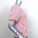 Cotton by Autumn Cashmere Puff Sleeve Popcorn Knit Top Pink Size Extra Small NEW