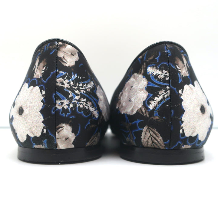 Jimmy Choo Attila Pointed Toe Ballet Flats English Floral Print Satin Size 37