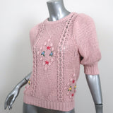 Cotton by Autumn Cashmere Puff Sleeve Popcorn Knit Top Pink Size Extra Small NEW