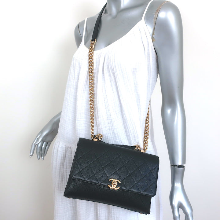 Chanel 2019 Quilted Small Flap Bag Black Grained Calfskin Leather Crossbody