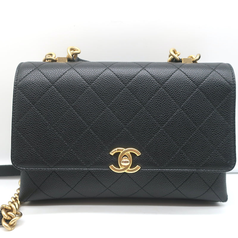 Chanel 2019 Quilted Small Flap Bag Black Grained Calfskin Leather Cros –  Celebrity Owned