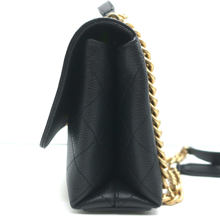Chanel 2019 Quilted Small Flap Bag Black Grained Calfskin Leather Crossbody