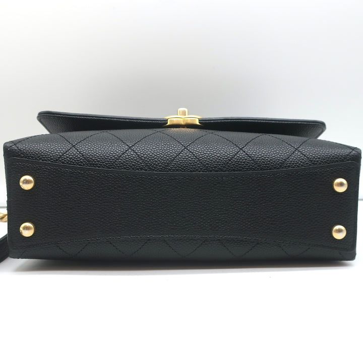 Chanel 2019 Quilted Small Flap Bag Black Grained Calfskin Leather Crossbody