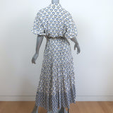 MISA Maxi Dress Daniela Cream Floral Print Size Small Puff Sleeve Shirtdress
