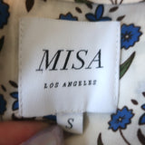 MISA Maxi Dress Daniela Cream Floral Print Size Small Puff Sleeve Shirtdress