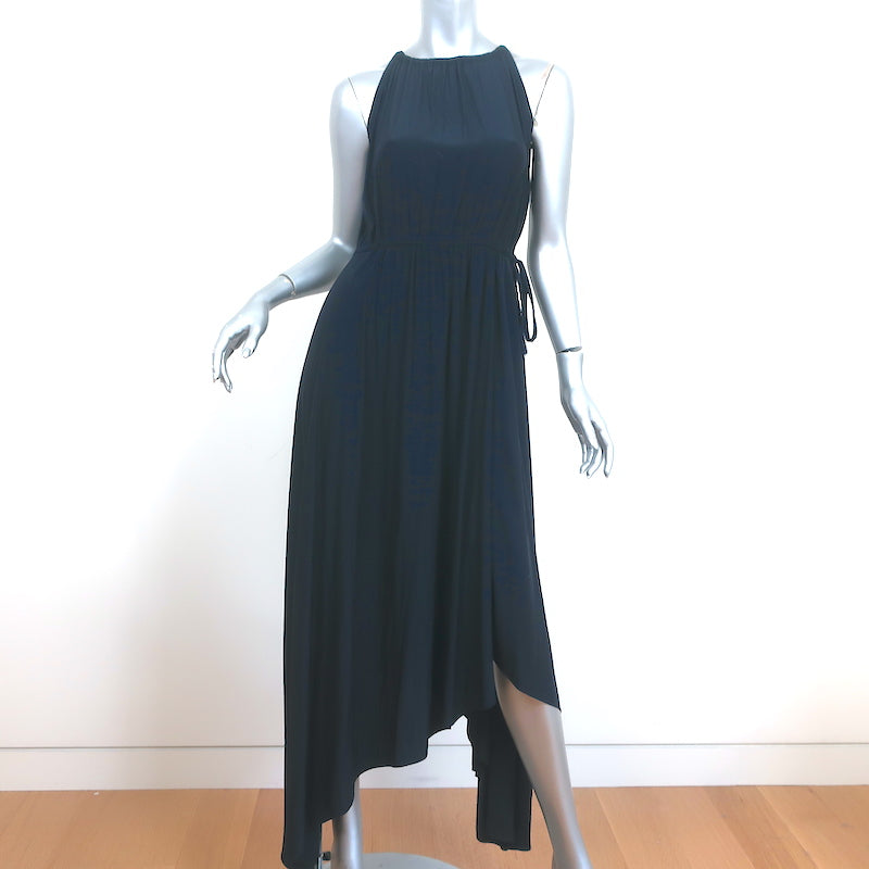 Calypso St. Barth Asymmetric Maxi Dress Sarah Navy Matte Satin Size Small Calypso St. Barth Asymmetric Maxi Dress Sarah Navy Matte Satin Size Small