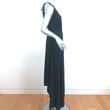 Calypso St. Barth Asymmetric Maxi Dress Sarah Navy Matte Satin Size Small