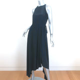 Calypso St. Barth Asymmetric Maxi Dress Sarah Navy Matte Satin Size Small