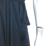 Calypso St. Barth Asymmetric Maxi Dress Sarah Navy Matte Satin Size Small