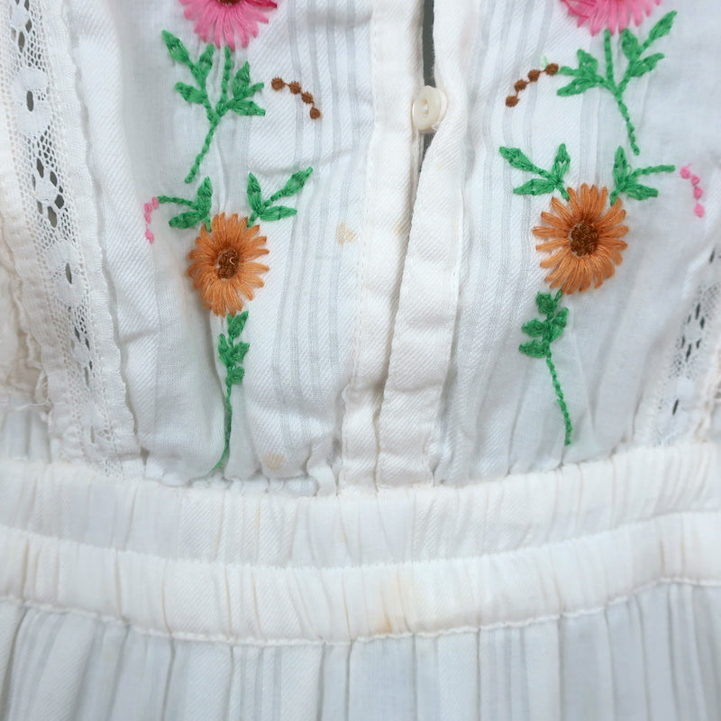 LoveShackFancy Mini Dress Romy Cream Floral-Embroidered Cotton Size Medium
