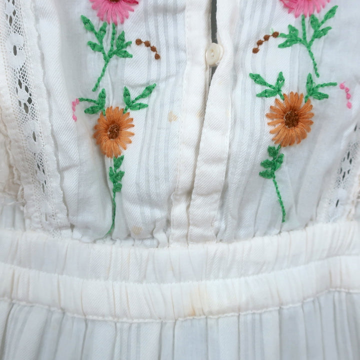 LoveShackFancy Mini Dress Romy Cream Floral-Embroidered Cotton Size Medium