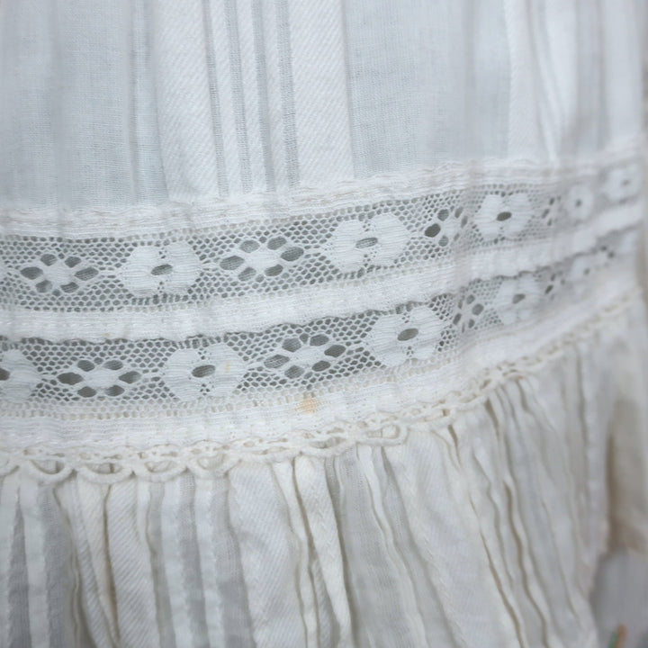LoveShackFancy Mini Dress Romy Cream Floral-Embroidered Cotton Size Medium