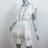 LoveShackFancy Mini Dress Romy Cream Floral-Embroidered Cotton Size Medium
