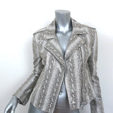 L'Agence Snake-Embossed Leather Moto Jacket Fieldstone Size Small NEW