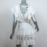 LoveShackFancy Mini Dress Romy Cream Floral-Embroidered Cotton Size Medium