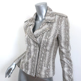 L'Agence Snake-Embossed Leather Moto Jacket Fieldstone Size Small NEW