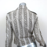 L'Agence Snake-Embossed Leather Moto Jacket Fieldstone Size Small NEW