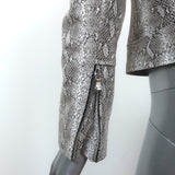 L'Agence Snake-Embossed Leather Moto Jacket Fieldstone Size Small NEW